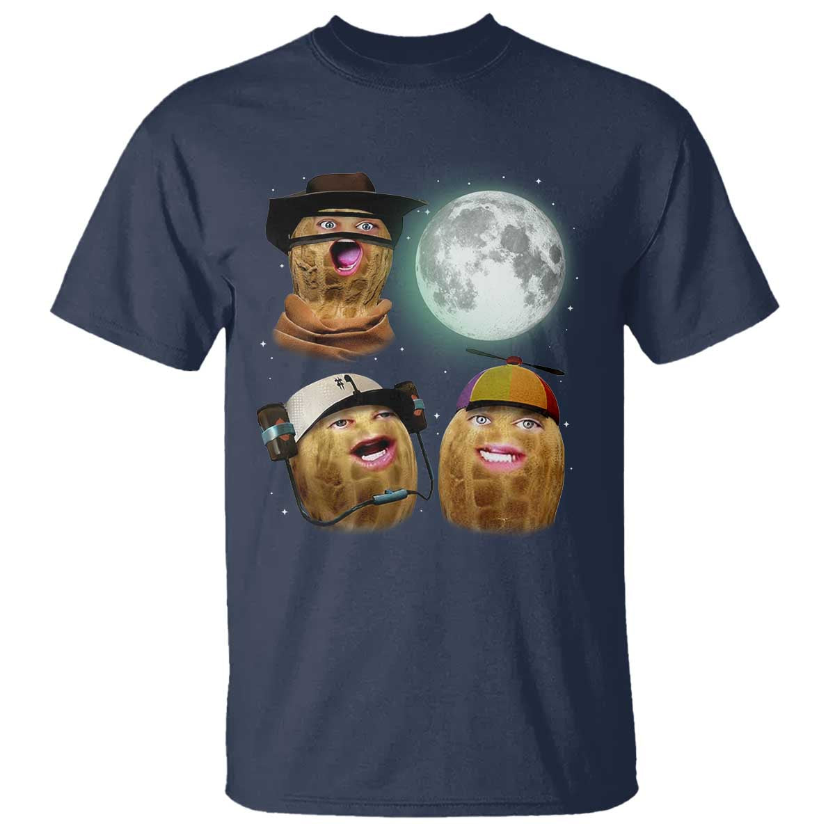 Funny Burnt Peanut Howling at the Moon T Shirt TS14 Navy Print Your Wear