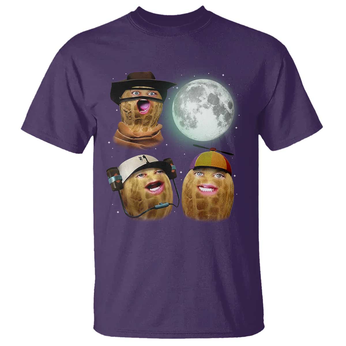 Funny Burnt Peanut Howling at the Moon T Shirt TS14 Purple Print Your Wear