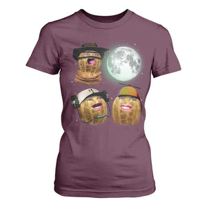Funny Burnt Peanut Howling at the Moon T Shirt For Women TS14 Maroon Print Your Wear