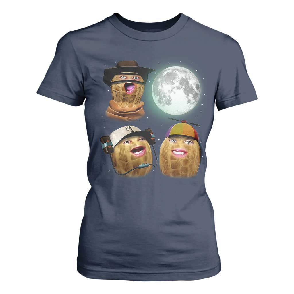 Funny Burnt Peanut Howling at the Moon T Shirt For Women TS14 Navy Print Your Wear
