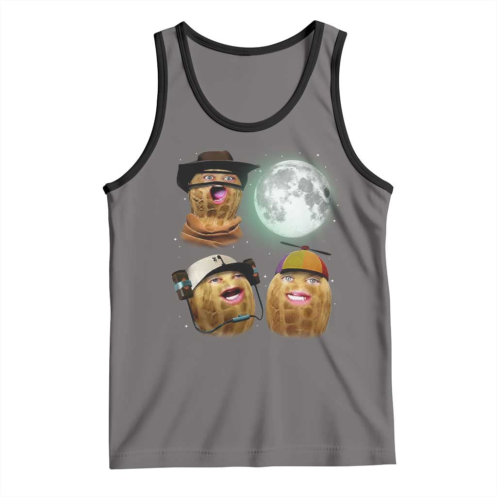 Funny Burnt Peanut Howling at the Moon Tank Top TS14 Deep Heather Black Print Your Wear