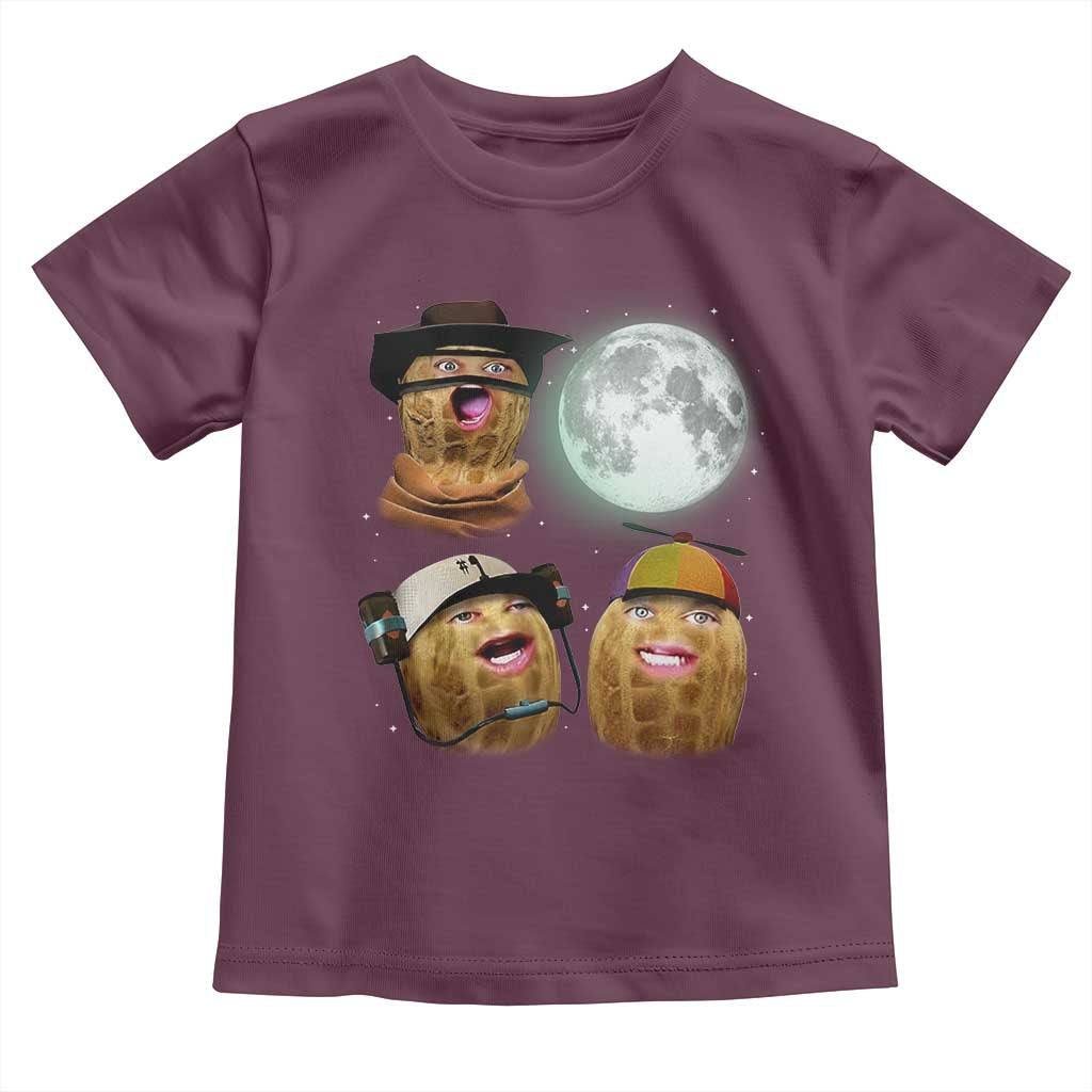 Funny Burnt Peanut Howling at the Moon Toddler T Shirt TS14 Maroon Print Your Wear