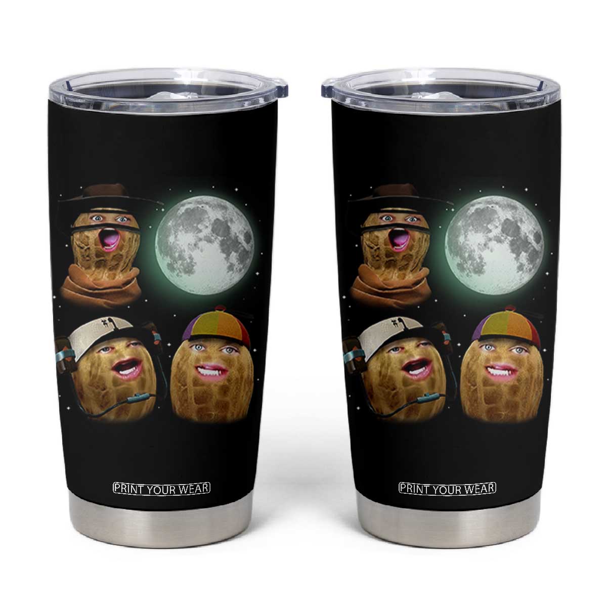 Funny Burnt Peanut Howling at the Moon Tumbler Cup TS14 Black Print Your Wear