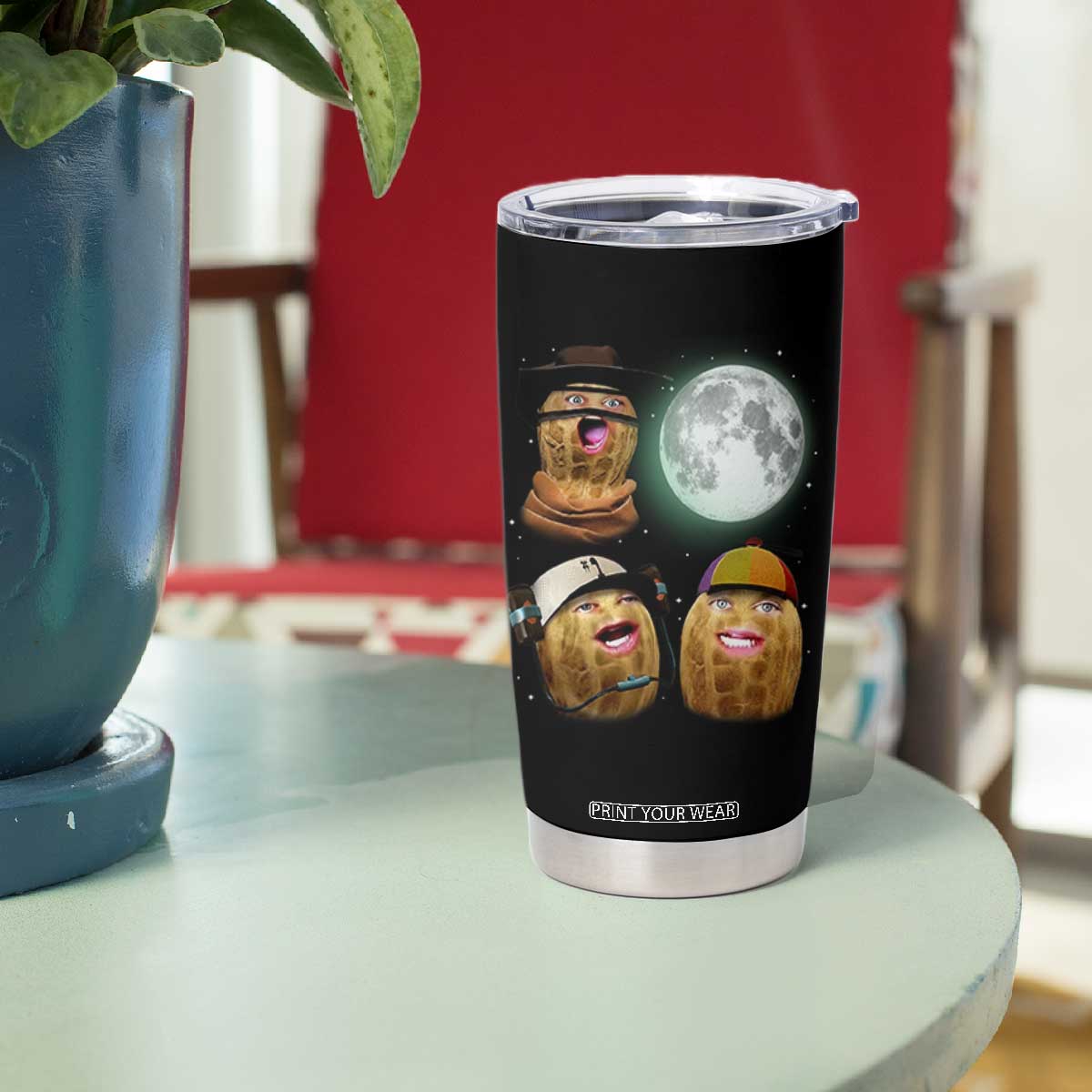 Funny Burnt Peanut Howling at the Moon Tumbler Cup TS14 Print Your Wear