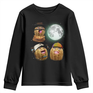 Funny Burnt Peanut Howling at the Moon Youth Sweatshirt TS14 Black Print Your Wear