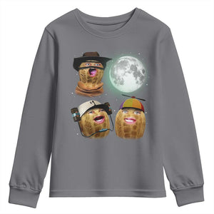 Funny Burnt Peanut Howling at the Moon Youth Sweatshirt TS14 Charcoal Print Your Wear