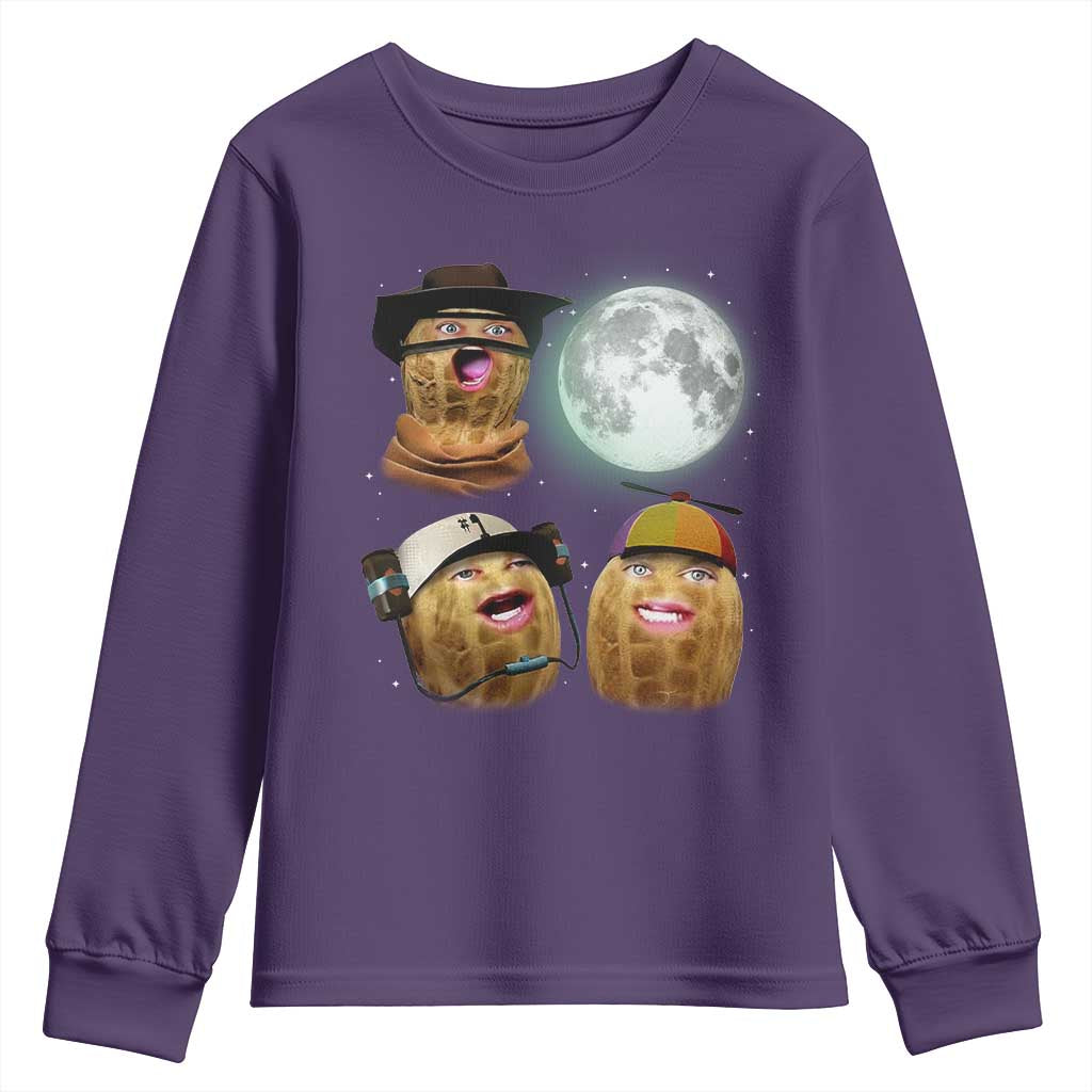 Funny Burnt Peanut Howling at the Moon Youth Sweatshirt TS14 Purple Print Your Wear
