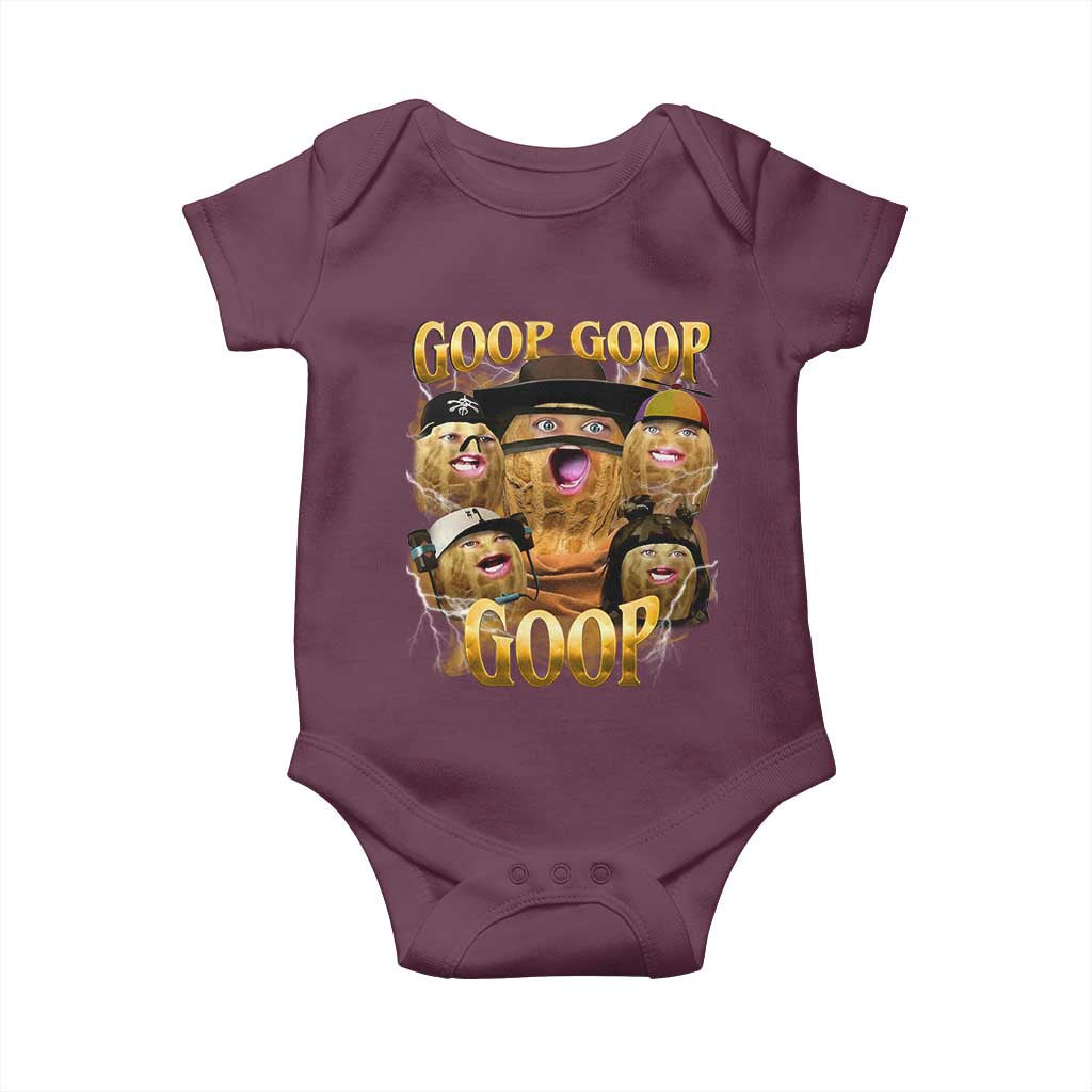 Funny Burnt Peanut Goop Baby Onesie - Bungulato 90s Bootleg Meme Infant Bodysuit TS14 Maroon Print Your Wear