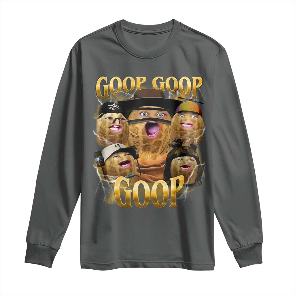Funny Burnt Peanut Goop Long Sleeve Shirt Bungulato 90s Bootleg TS14 Dark Heather Print Your Wear