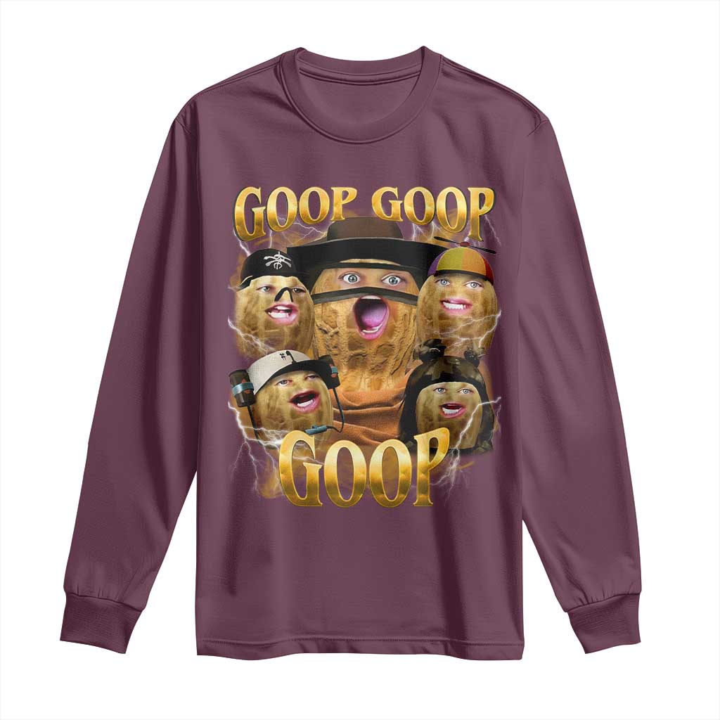Funny Burnt Peanut Goop Long Sleeve Shirt Bungulato 90s Bootleg TS14 Maroon Print Your Wear