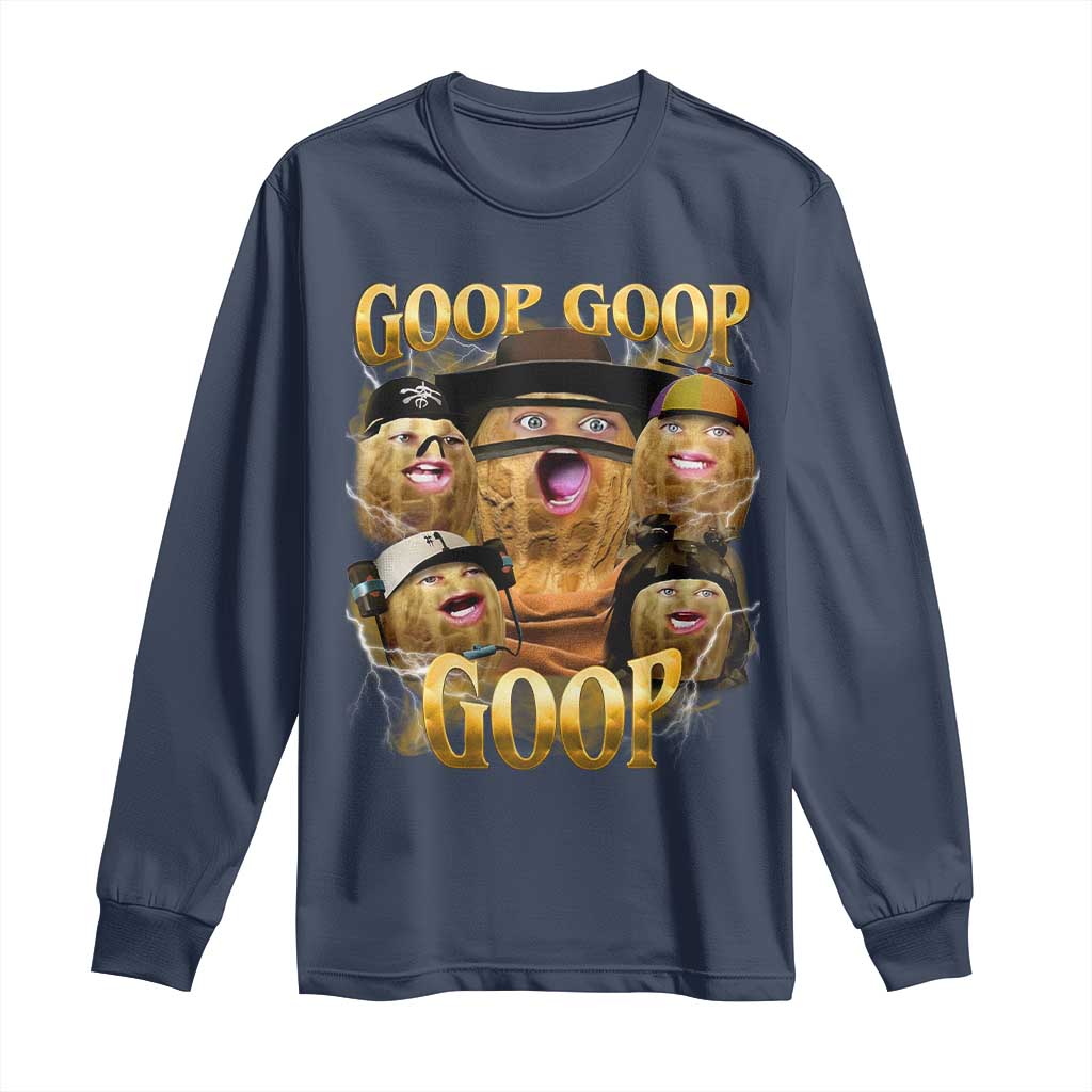 Funny Burnt Peanut Goop Long Sleeve Shirt Bungulato 90s Bootleg TS14 Navy Print Your Wear