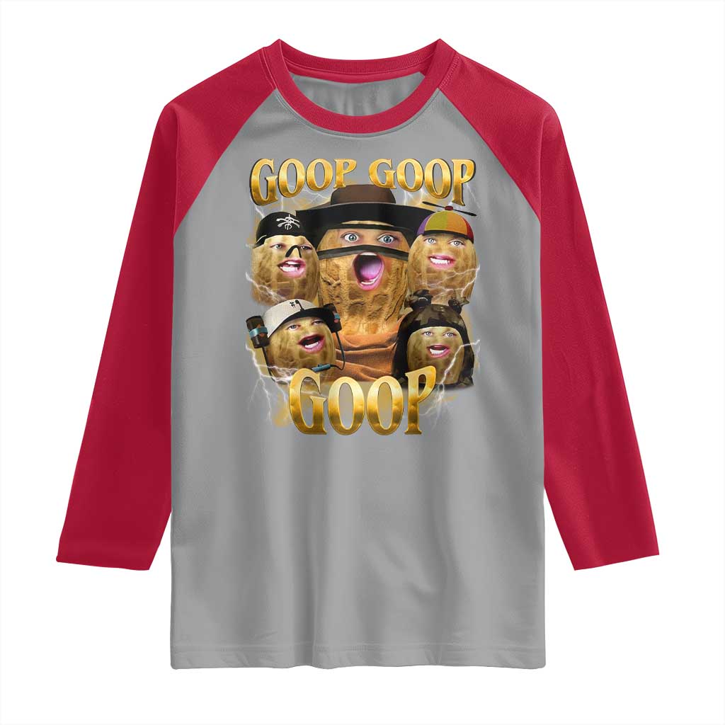 Funny Burnt Peanut Goop Raglan Shirt Bungulato 90s Bootleg TS14 Sport Gray Red Print Your Wear
