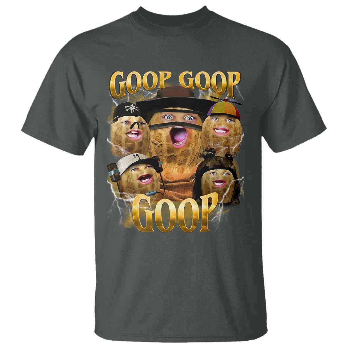 Funny Burnt Peanut Goop T Shirt Bungulato 90s Bootleg TS14 Dark Heather Print Your Wear