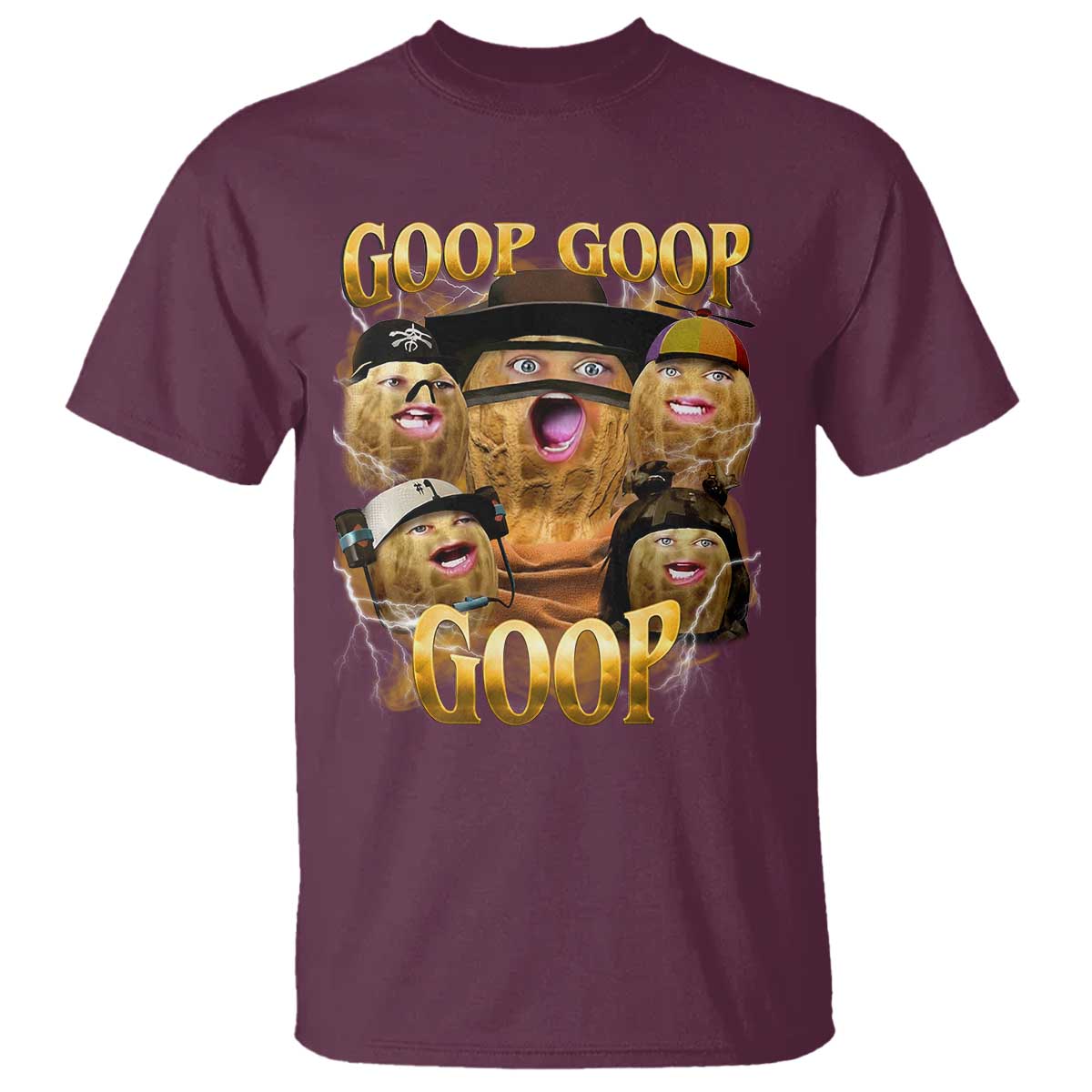 Funny Burnt Peanut Goop T Shirt Bungulato 90s Bootleg TS14 Maroon Print Your Wear