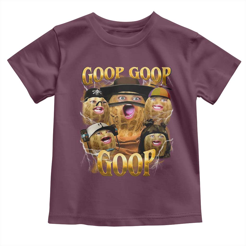 Funny Burnt Peanut Goop Toddler T Shirt - Bungulato 90s Bootleg Style Kids Tee TS14 Maroon Print Your Wear