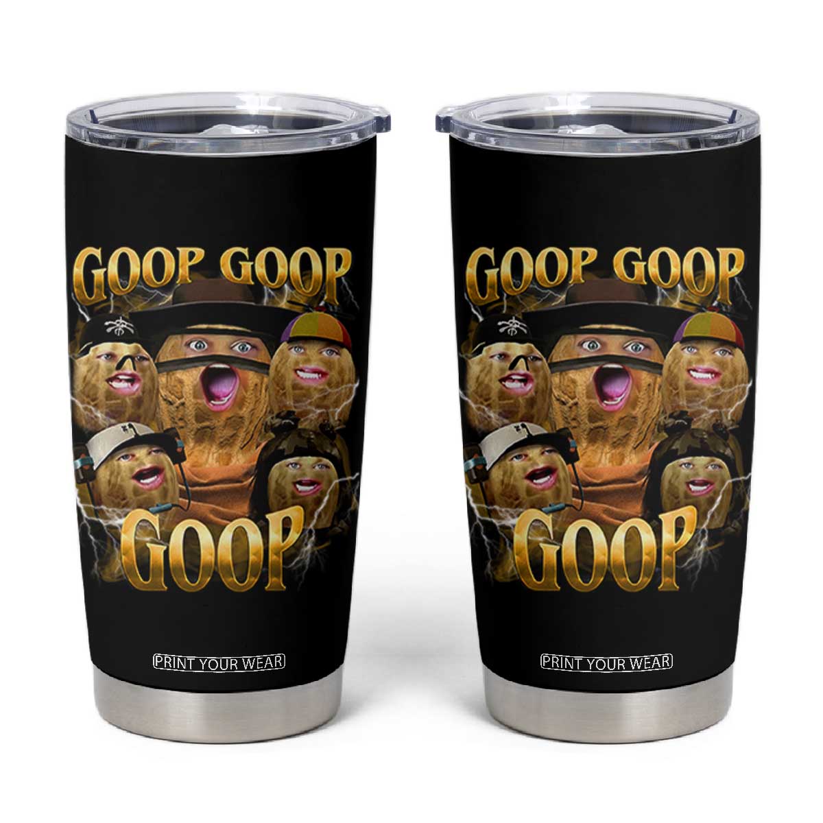Funny Burnt Peanut Goop Tumbler Cup Bungulato 90s Bootleg TS14 Black Print Your Wear