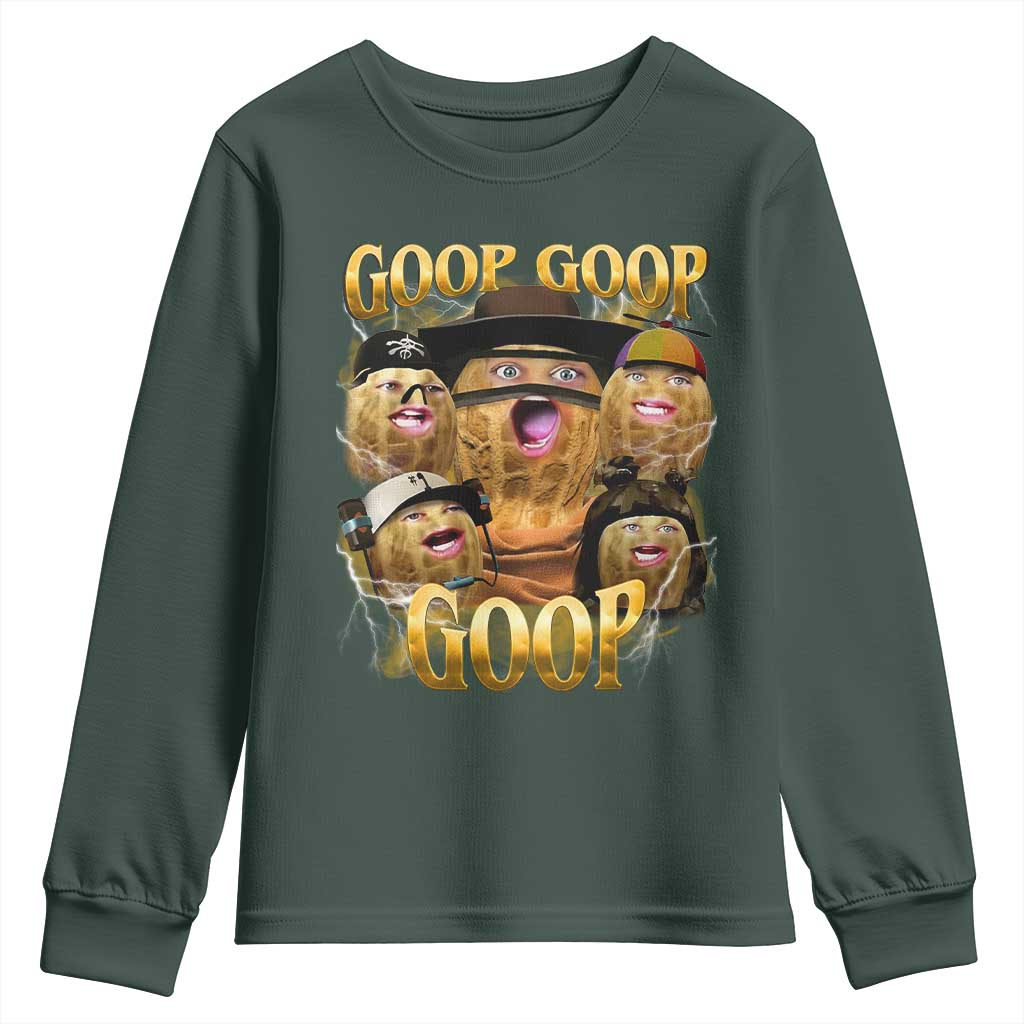 Funny Burnt Peanut Goop Youth Sweatshirt Bungulato 90s Bootleg TS14 Dark Forest Green Print Your Wear