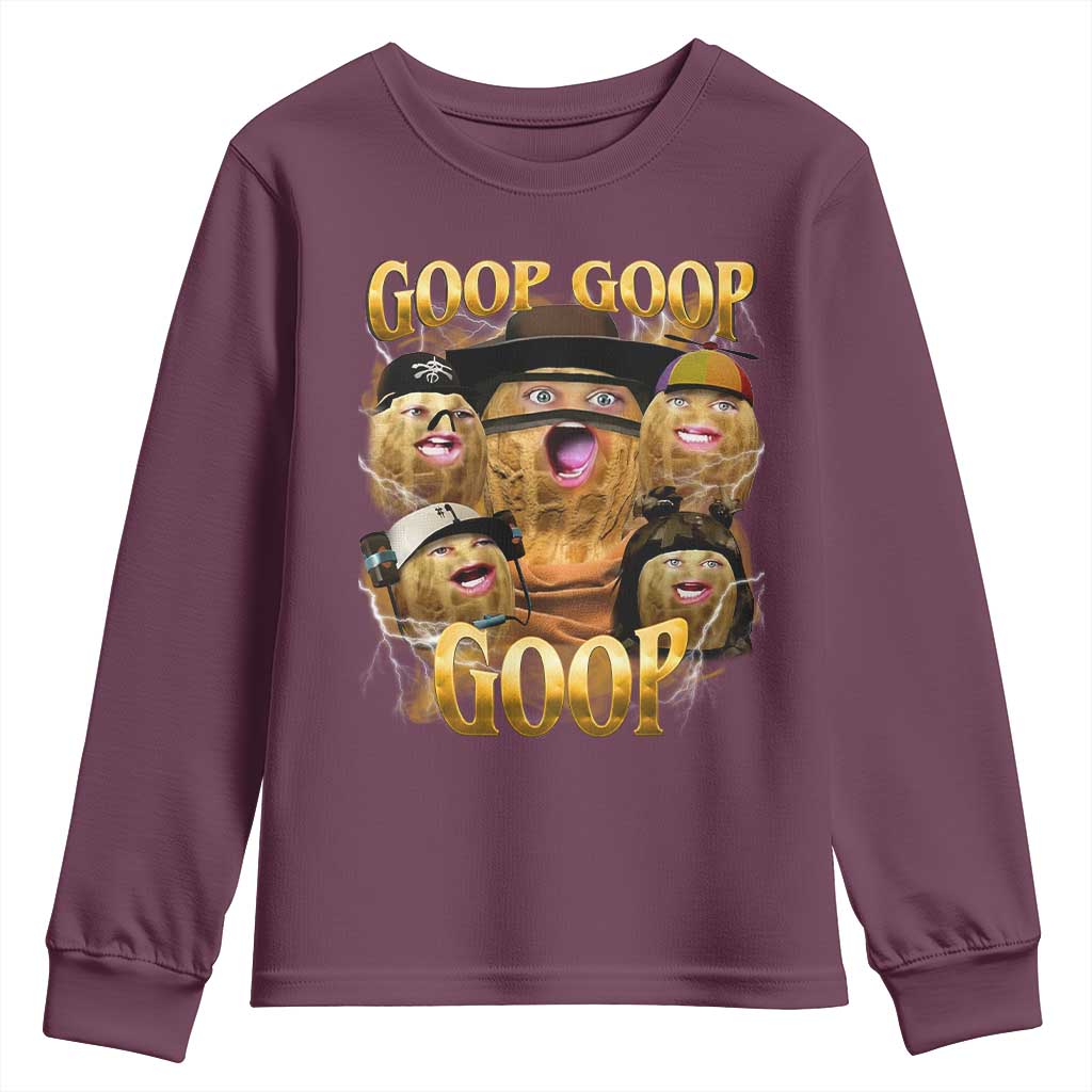 Funny Burnt Peanut Goop Youth Sweatshirt Bungulato 90s Bootleg TS14 Maroon Print Your Wear