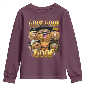 Funny Burnt Peanut Goop Youth Sweatshirt Bungulato 90s Bootleg TS14 Maroon Print Your Wear