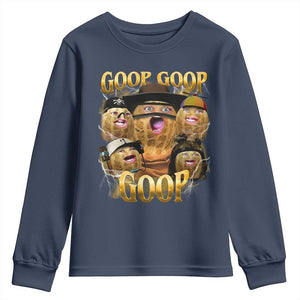 Funny Burnt Peanut Goop Youth Sweatshirt Bungulato 90s Bootleg TS14 Navy Print Your Wear