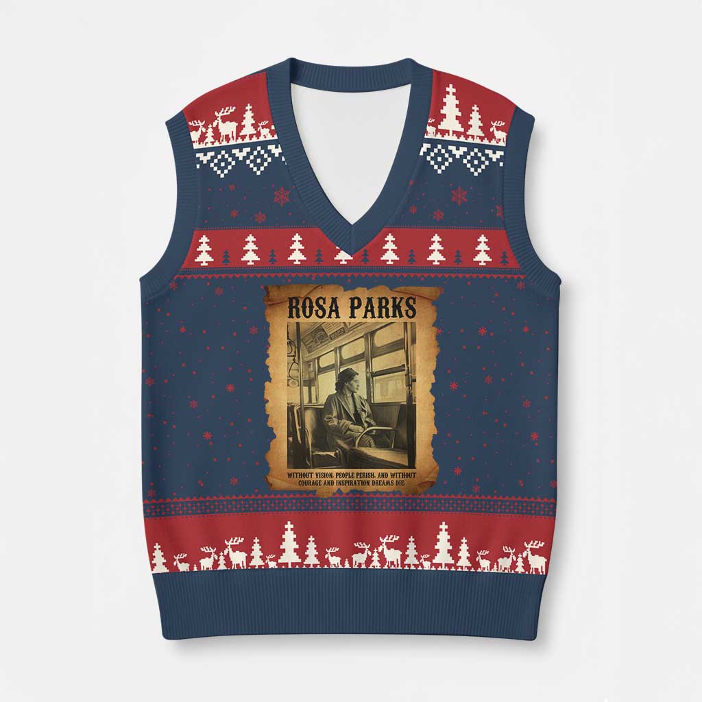 Rosa Parks Quote V-Neck Knit Sweater Vest Black Movement Protest TS14 Navy Red Print Your Wear