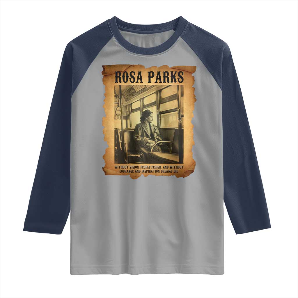 Rosa Parks Quote Raglan Shirt Black Movement Protest TS14 Sport Gray Navy Print Your Wear