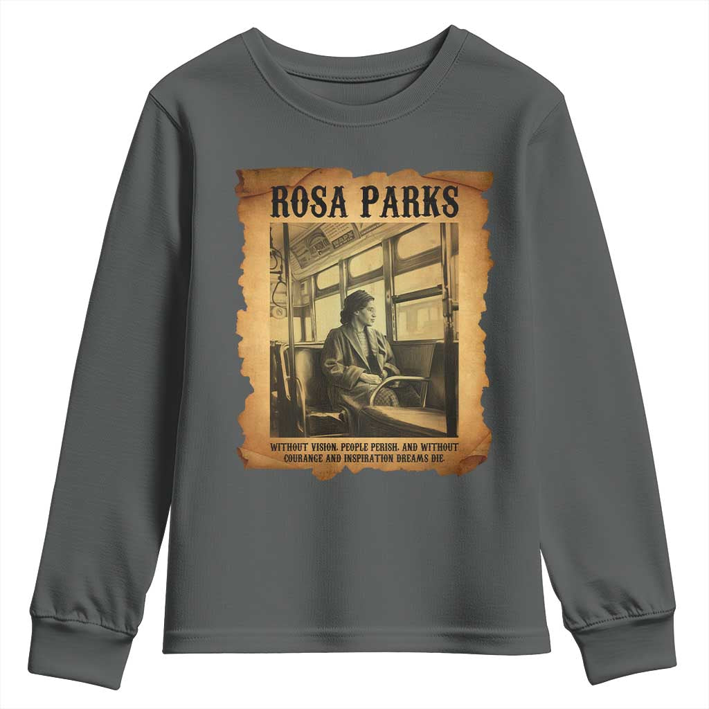 Rosa Parks Quote Youth Sweatshirt Black Movement Protest TS14 Dark Heather Print Your Wear