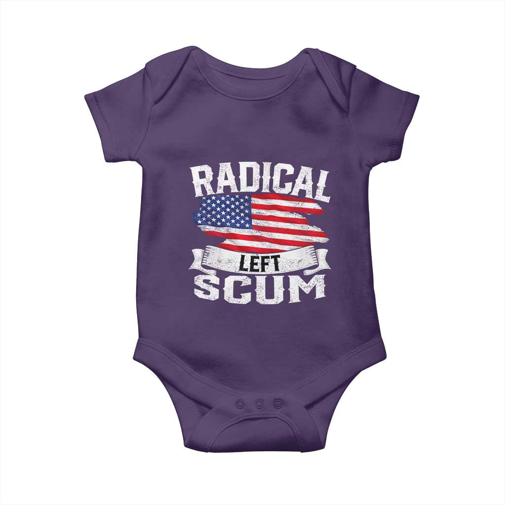 Radical Left Scum Baby Onesie Funny Political Quote American Flag TS14 Purple Print Your Wear