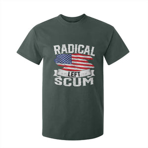 Radical Left Scum T Shirt For Kid Funny Political Quote American Flag TS14 Dark Forest Green Print Your Wear