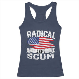 Radical Left Scum Racerback Tank Top Funny Political Quote American Flag TS14 Navy Print Your Wear