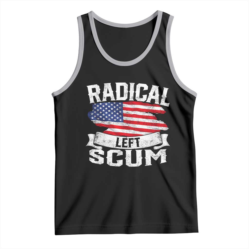 Radical Left Scum Tank Top Funny Political Quote American Flag TS14 Black Athletic Heather Print Your Wear