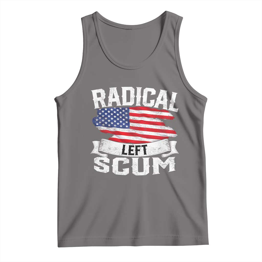 Radical Left Scum Tank Top Funny Political Quote American Flag TS14 Deep Heather Print Your Wear