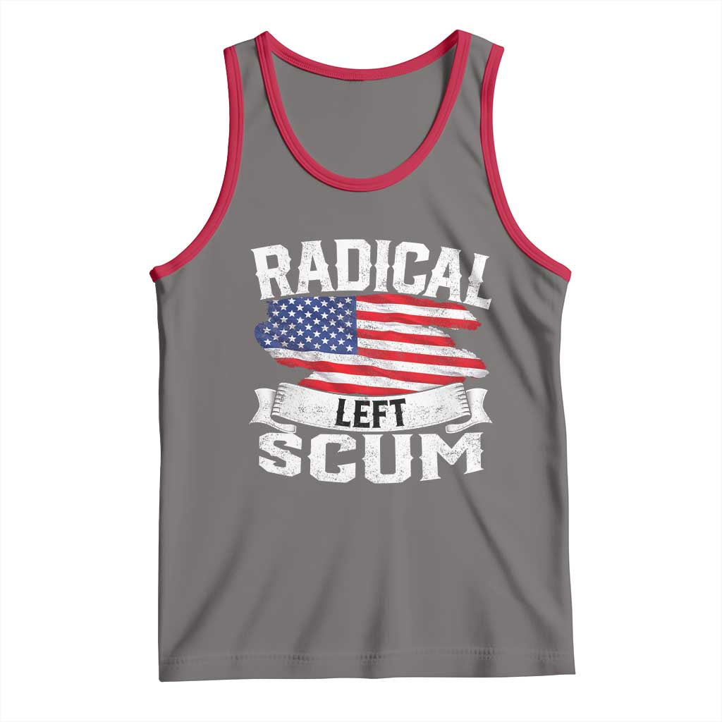 Radical Left Scum Tank Top Funny Political Quote American Flag TS14 Deep Heather Red Print Your Wear