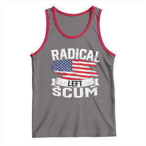 Radical Left Scum Tank Top Funny Political Quote American Flag TS14 Deep Heather Red Print Your Wear