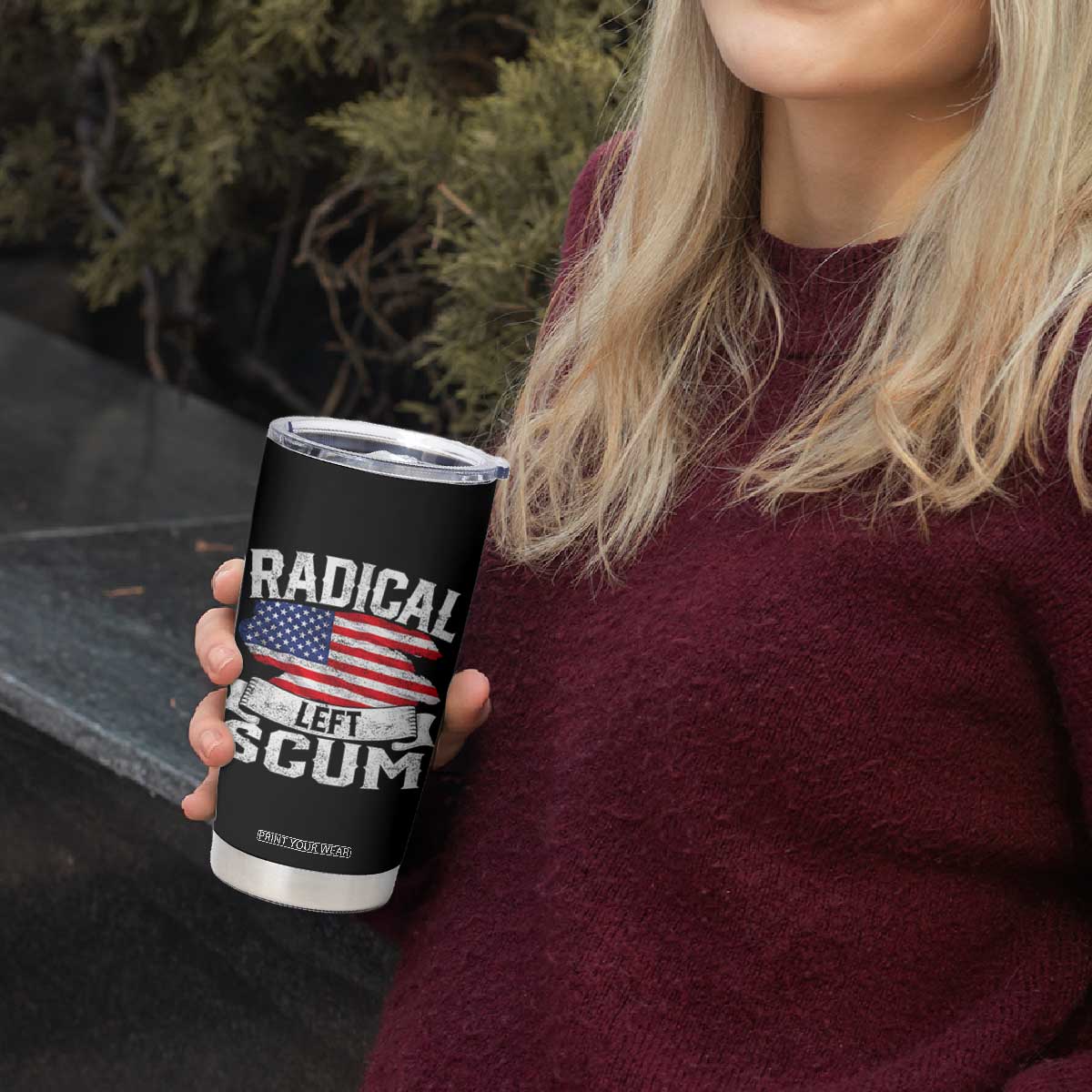 Radical Left Scum Tumbler Cup Funny Political Quote American Flag TS14 Print Your Wear