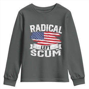 Radical Left Scum Youth Sweatshirt Funny Political Quote American Flag TS14 Dark Heather Print Your Wear