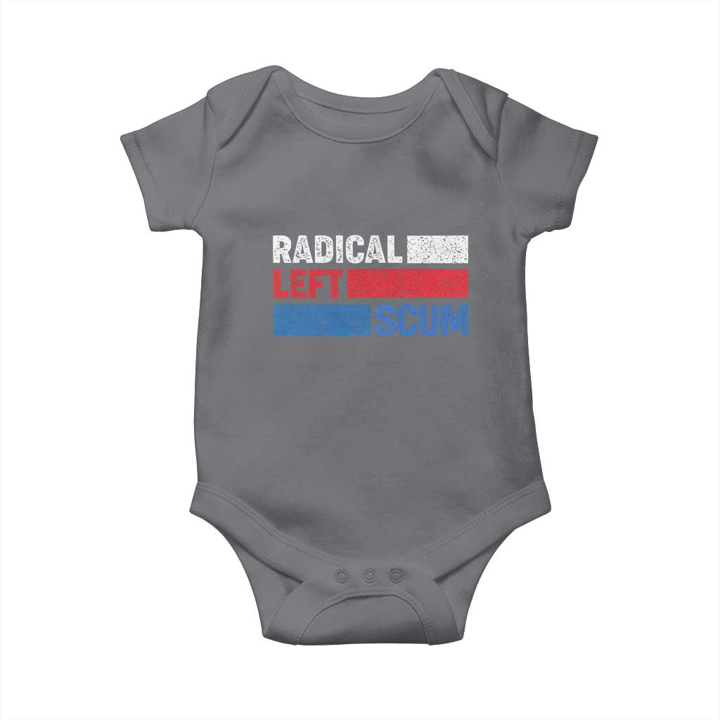 Radical Left Scum Baby Onesie Sarcastic Political Quote American Flag TS14 Charcoal Print Your Wear