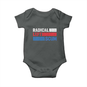 Radical Left Scum Baby Onesie Sarcastic Political Quote American Flag TS14 Dark Heather Print Your Wear