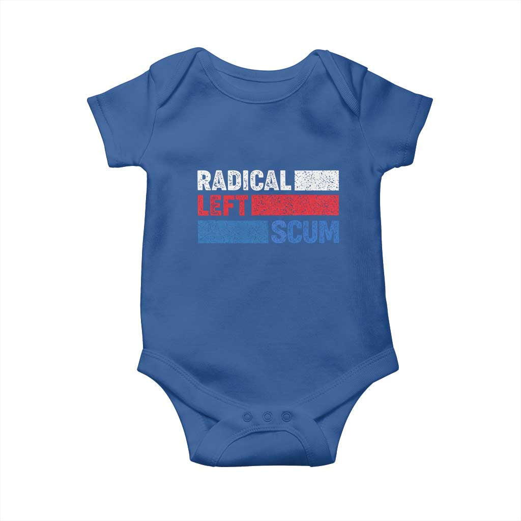 Radical Left Scum Baby Onesie Sarcastic Political Quote American Flag TS14 Royal Blue Print Your Wear