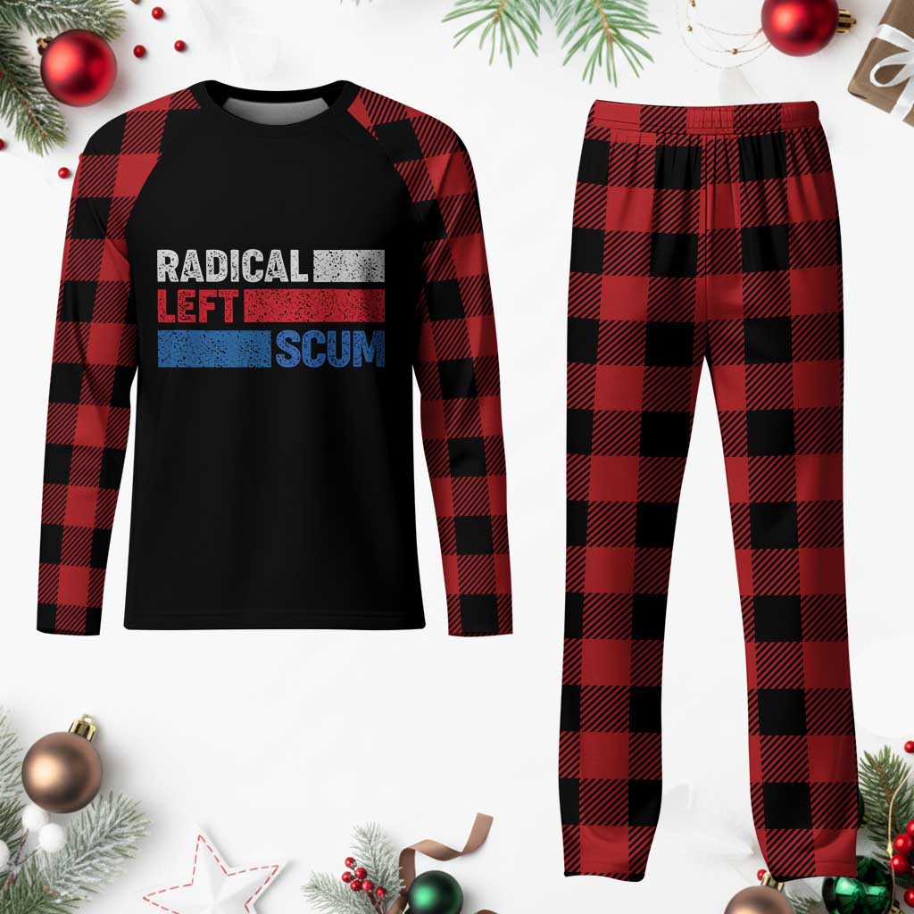 Radical Left Scum Plaid Pajama Set Sarcastic Political Quote American Flag TS14 Buffalo Plaid Print Your Wear