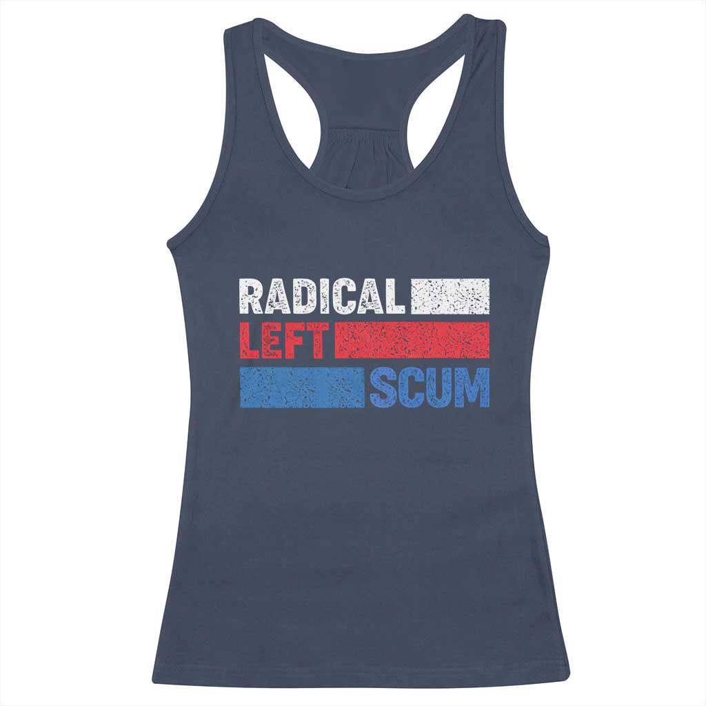 Radical Left Scum Racerback Tank Top Sarcastic Political Quote American Flag TS14 Navy Print Your Wear