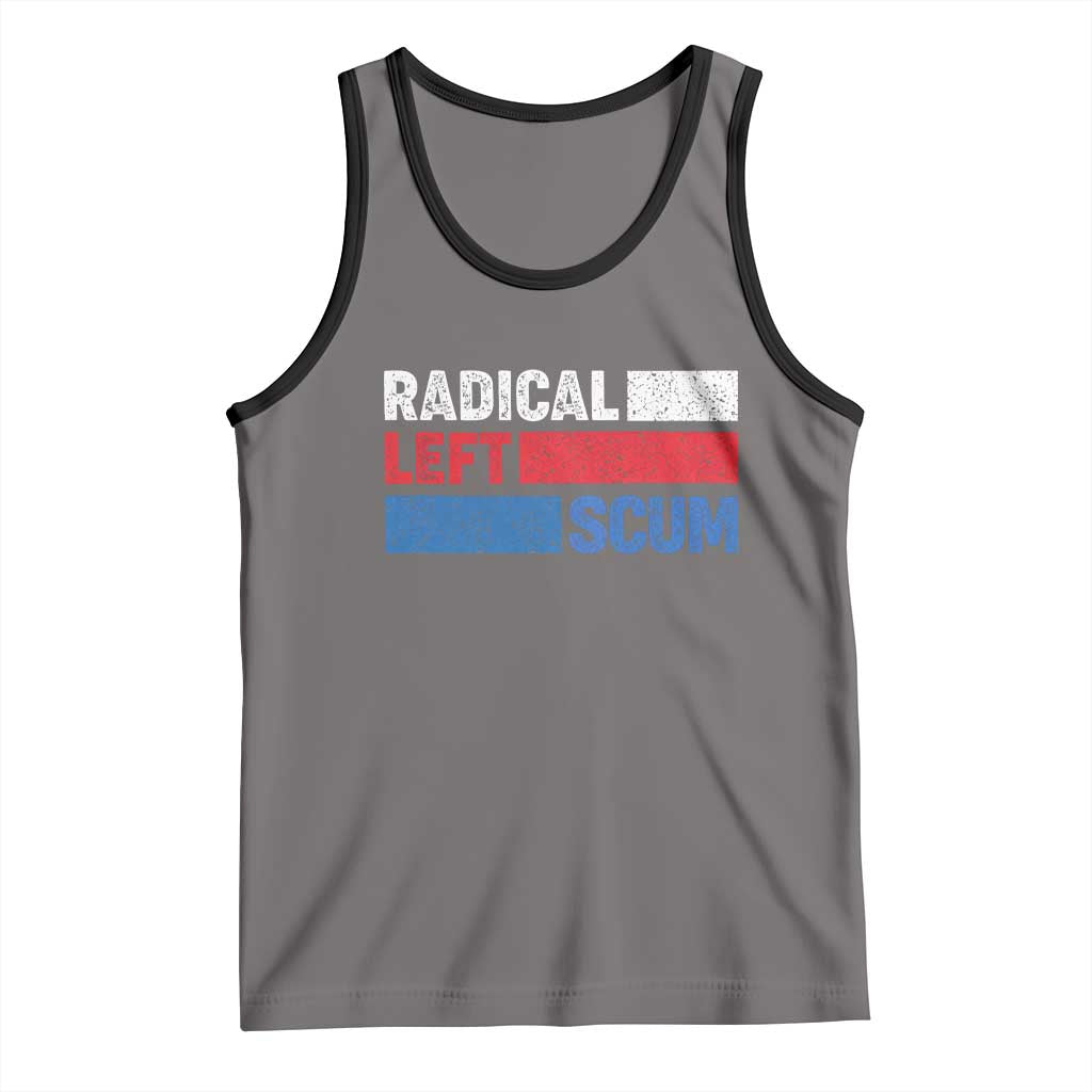 Radical Left Scum Tank Top Sarcastic Political Quote American Flag TS14 Deep Heather Black Print Your Wear