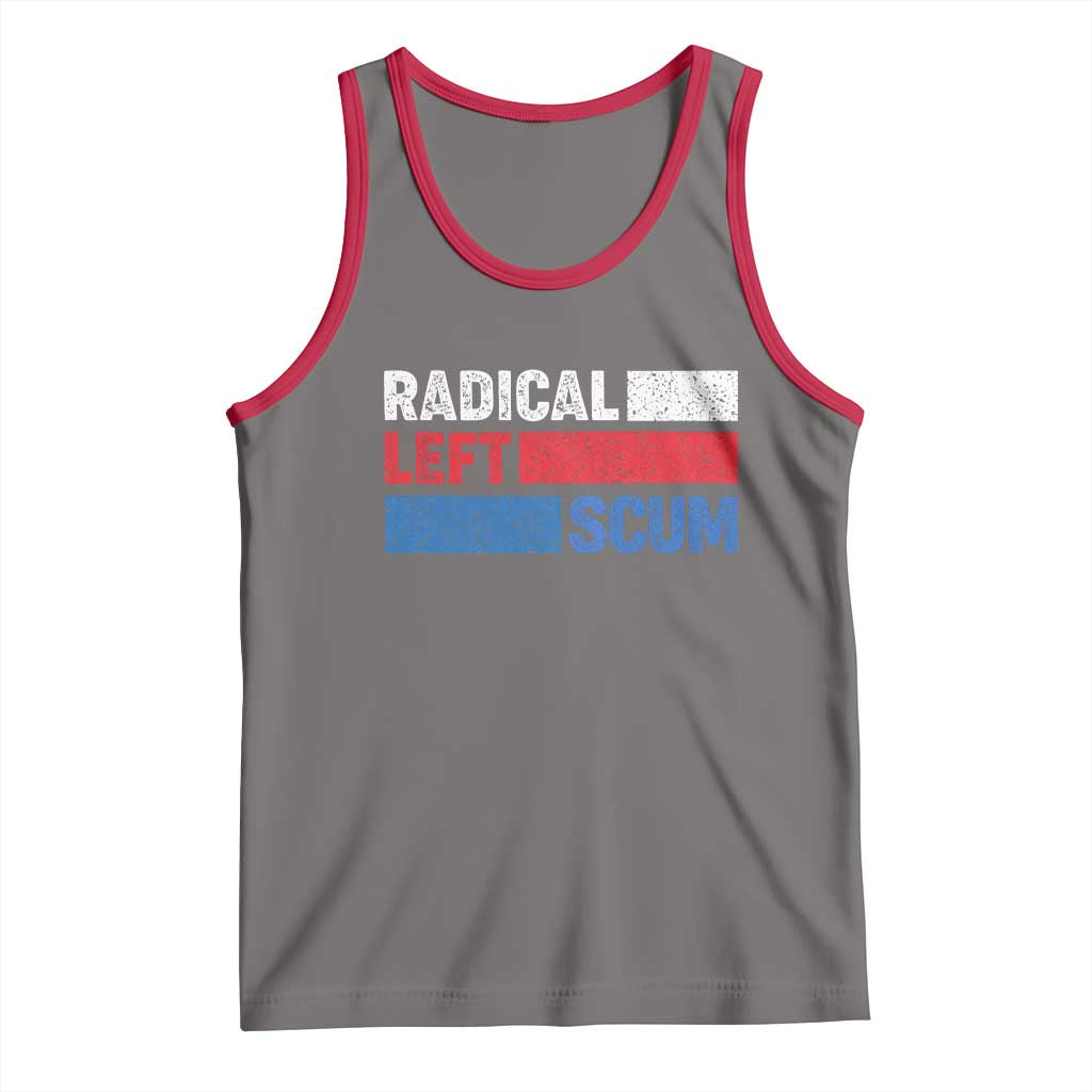 Radical Left Scum Tank Top Sarcastic Political Quote American Flag TS14 Deep Heather Red Print Your Wear
