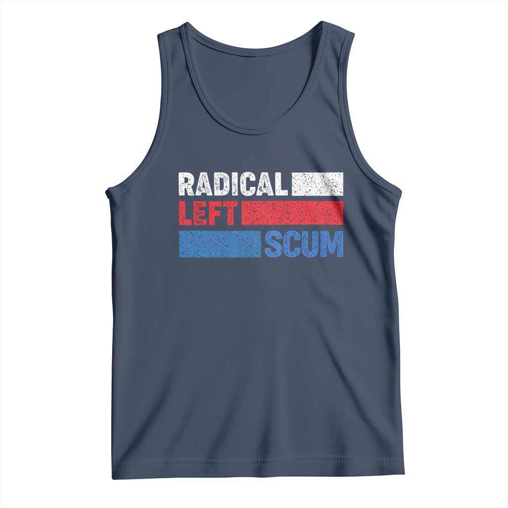 Radical Left Scum Tank Top Sarcastic Political Quote American Flag TS14 Navy Print Your Wear