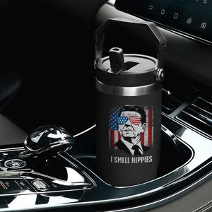 Ronald Reagan 4th of July America Flag Flip Straw Tumbler I Smell Hippies TS14 Print Your Wear