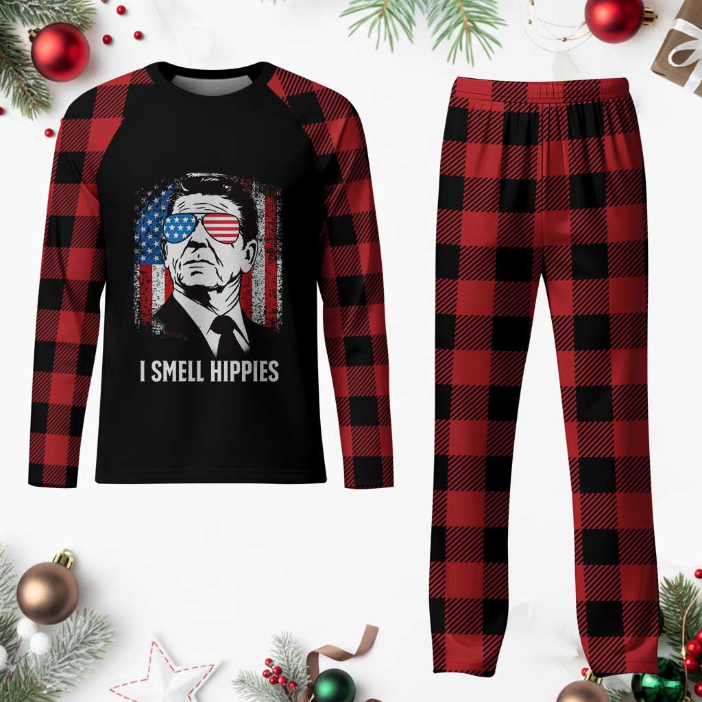 Ronald Reagan 4th of July America Flag Plaid Pajama Set I Smell Hippies TS14 Buffalo Plaid Print Your Wear
