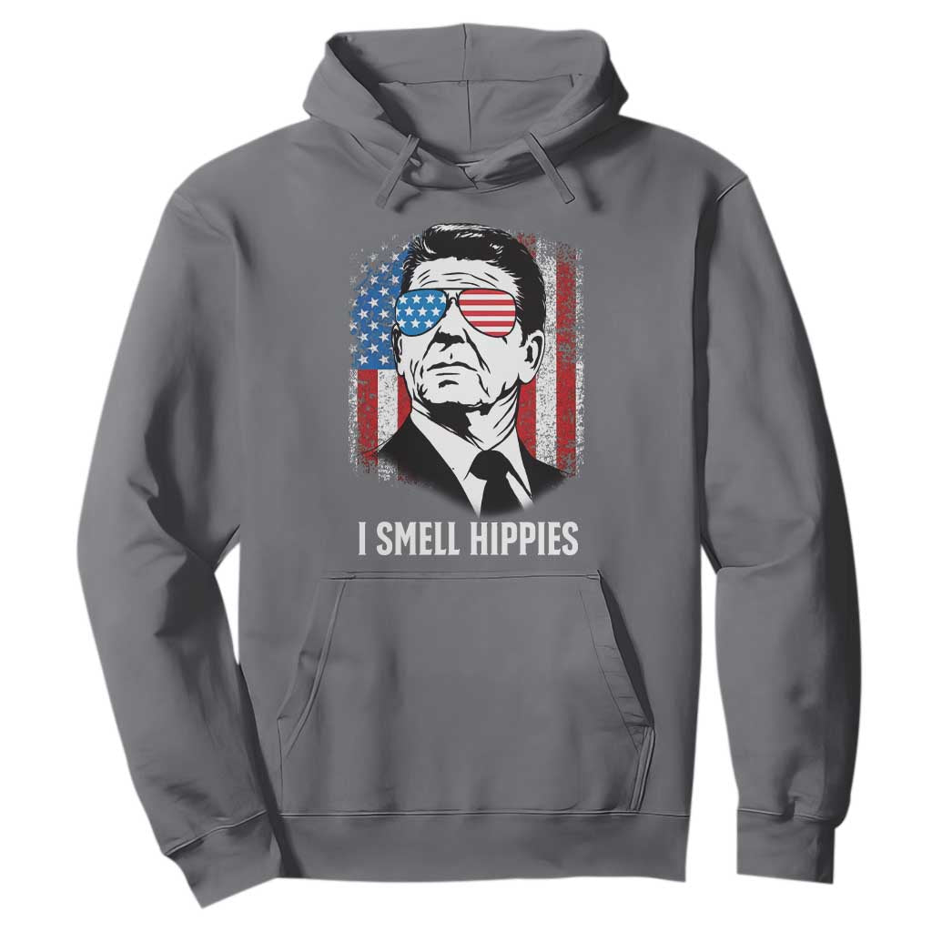 Ronald Reagan 4th of July America Flag Hoodie I Smell Hippies TS14 Charcoal Print Your Wear