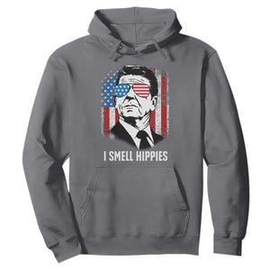 Ronald Reagan 4th of July America Flag Hoodie I Smell Hippies TS14 Charcoal Print Your Wear