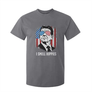 Ronald Reagan 4th of July America Flag T Shirt For Kid I Smell Hippies TS14 Charcoal Print Your Wear