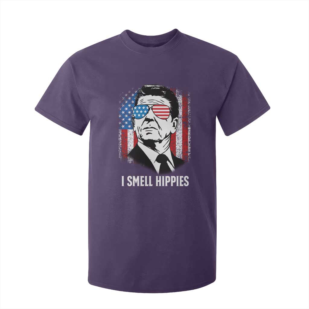 Ronald Reagan 4th of July America Flag T Shirt For Kid I Smell Hippies TS14 Purple Print Your Wear